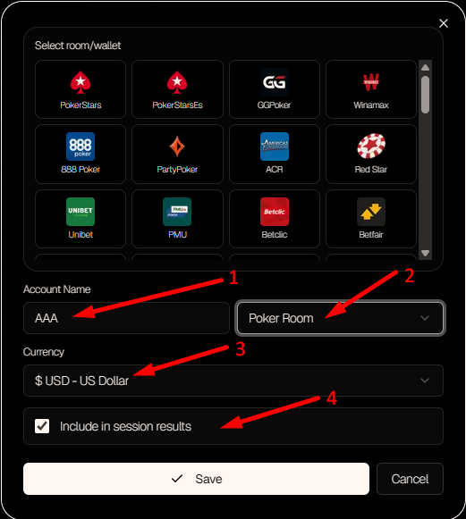 Add room or account window