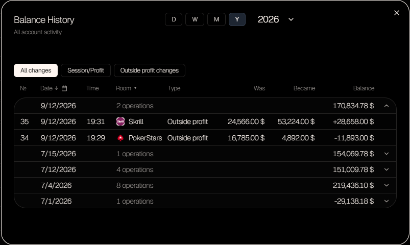 The Balance History window
