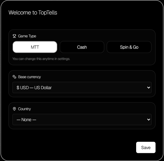 TopTells welcome window