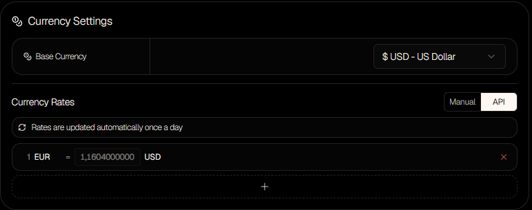Currency settings