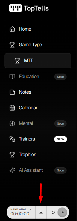 Active timer widget in the left menu
